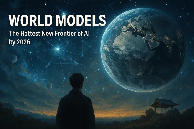 世界模型 AI 技術示意圖，融合視覺、空間與動作理解