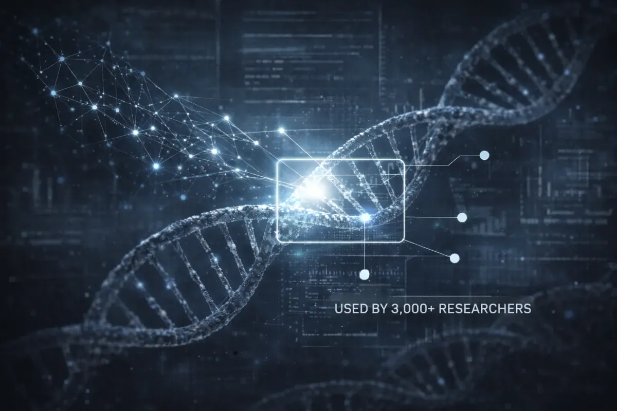 DNA 雙螺旋結構與 AI 數據分析概念圖